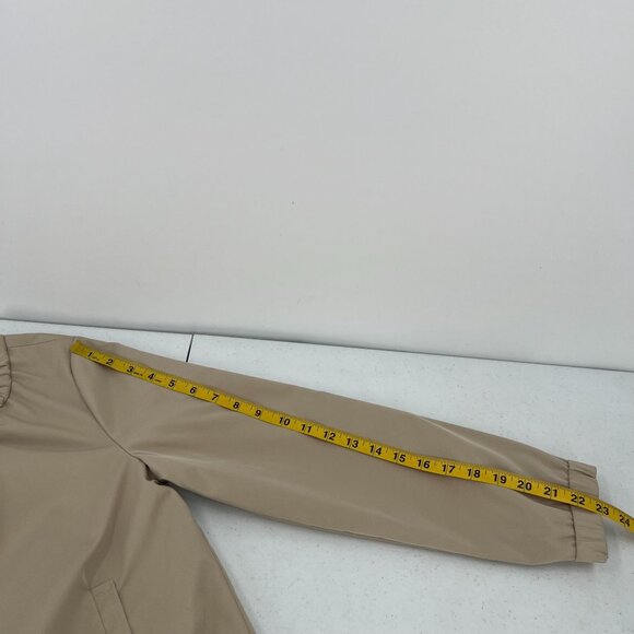 Chico's 1 US 8/M Tan Ruched Collar Bomber Jacket Full Zip Lined Lightweight - Picture 7 of 9